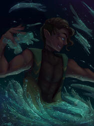 clean painted halfbody scene