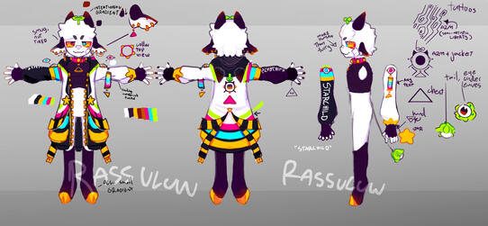 fullbody 3-view reference sheet