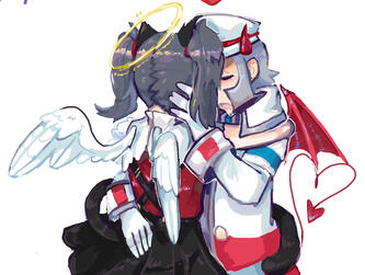 Clean painted two character halfbody